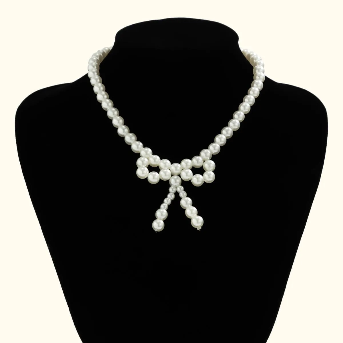 Temperament Bowknot Pearl Chain Choker Necklace