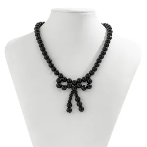 Temperament Bowknot Pearl Chain Choker Necklace