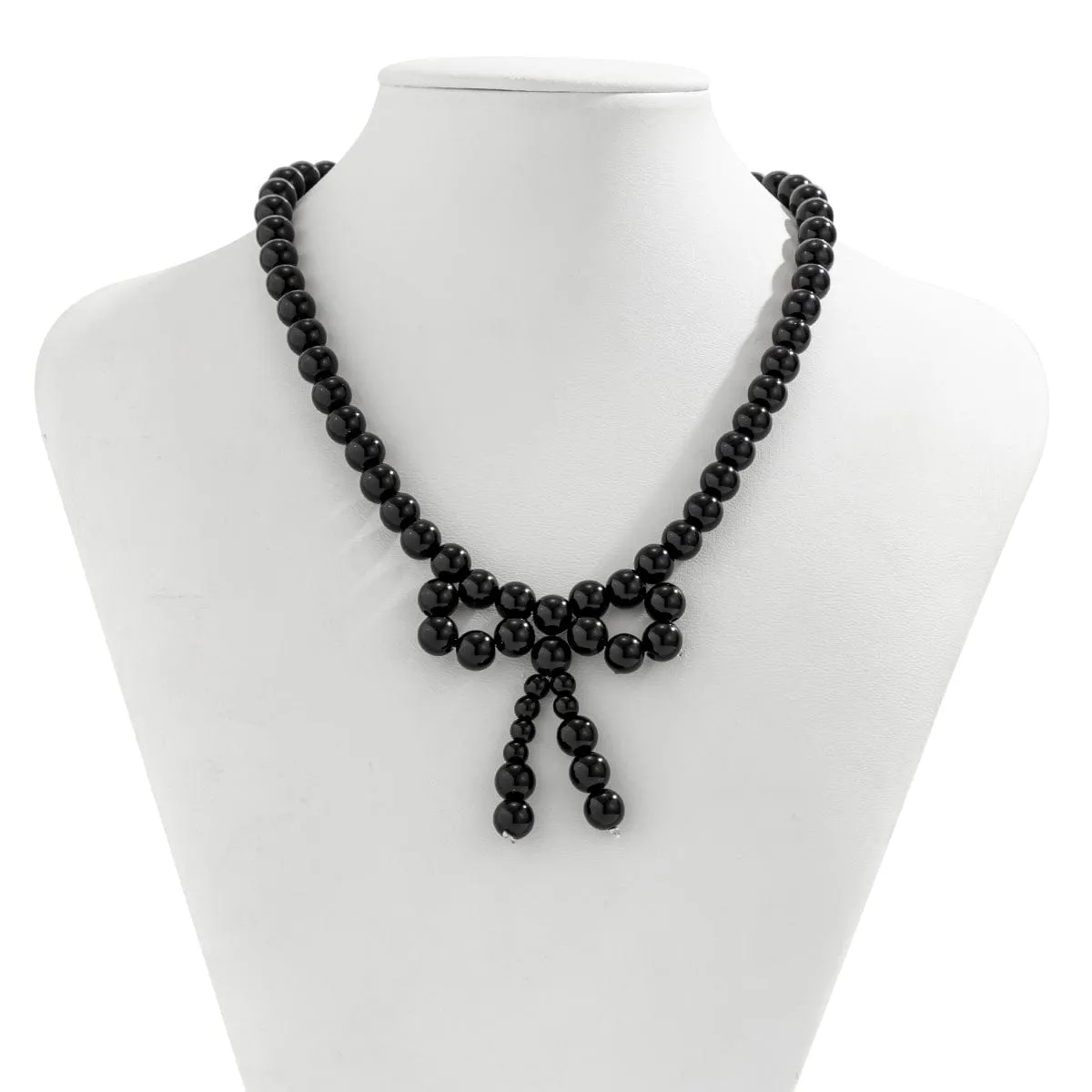 Temperament Bowknot Pearl Chain Choker Necklace