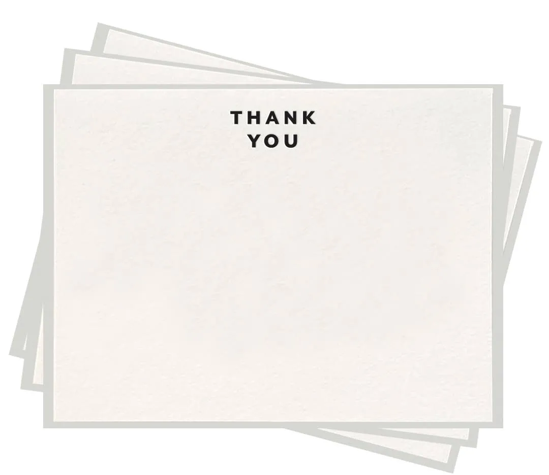 Thank You Flat Note - Letterpress Box Set of 8 Stationery