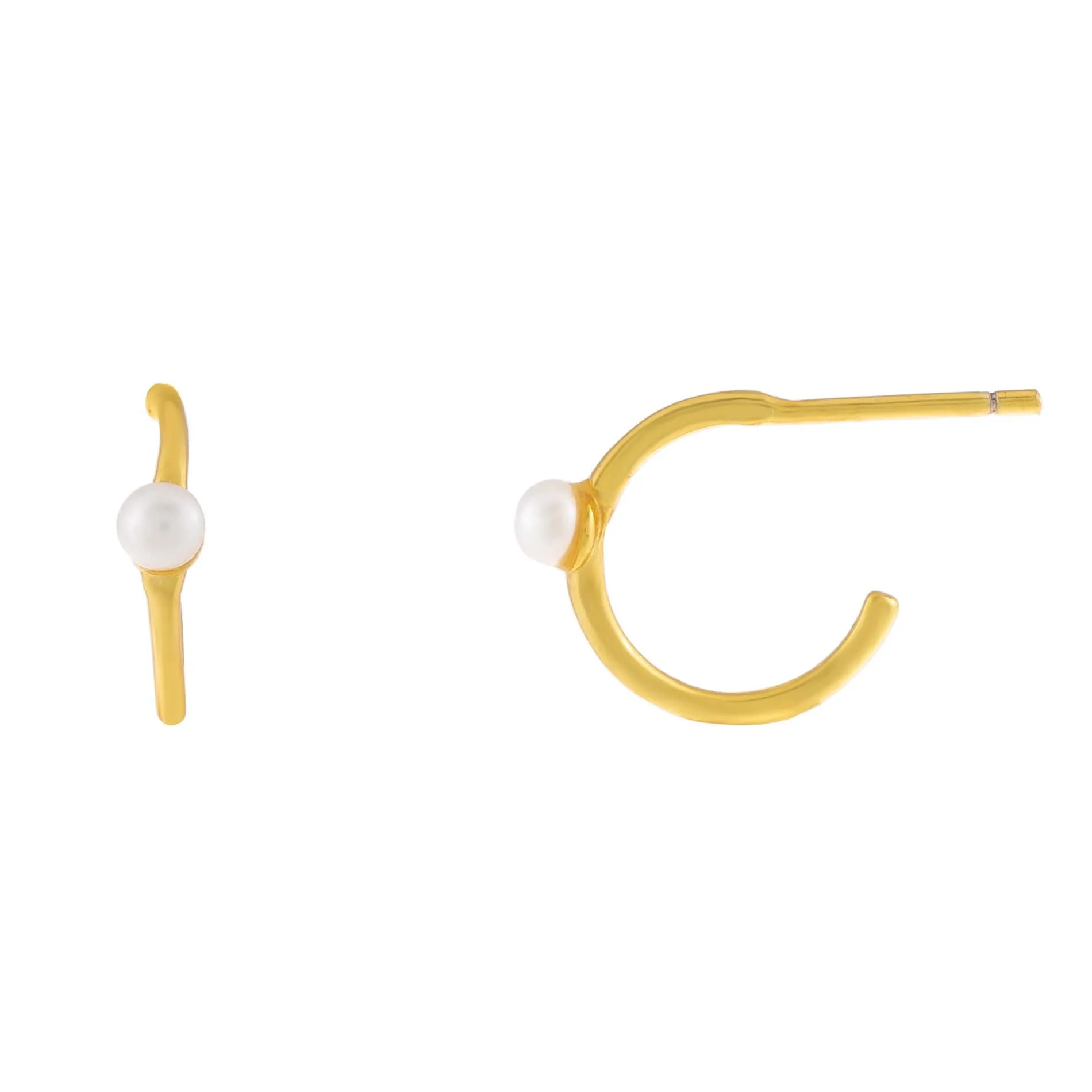 Thin Pearl Hoop Earring