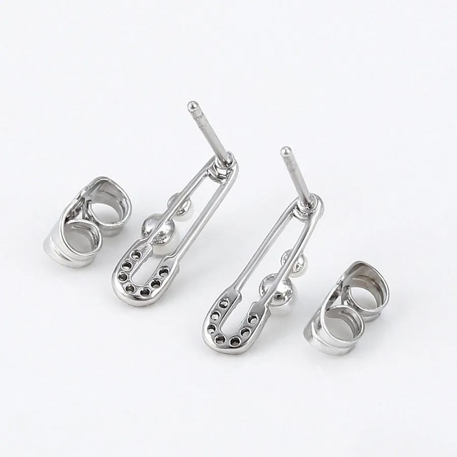 Tiny Pearl & Safety Pins Mini 15mm Earring