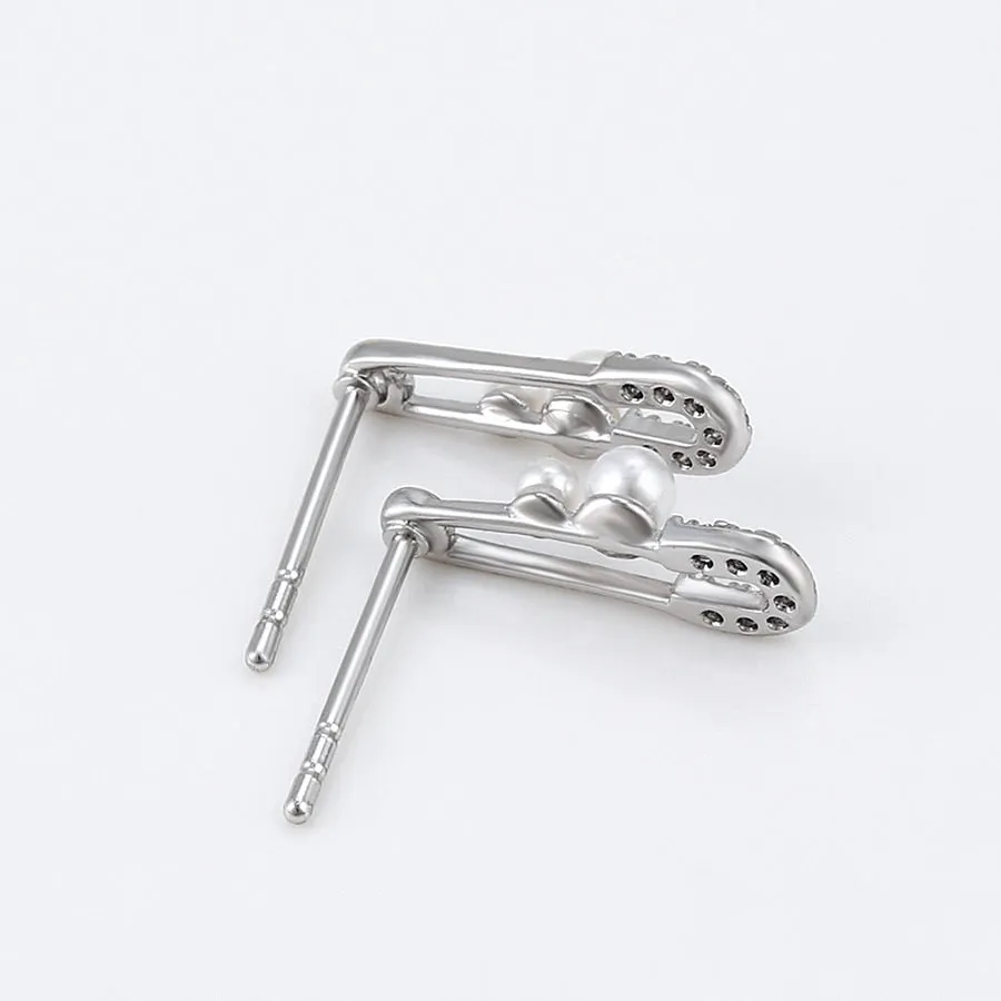 Tiny Pearl & Safety Pins Mini 15mm Earring