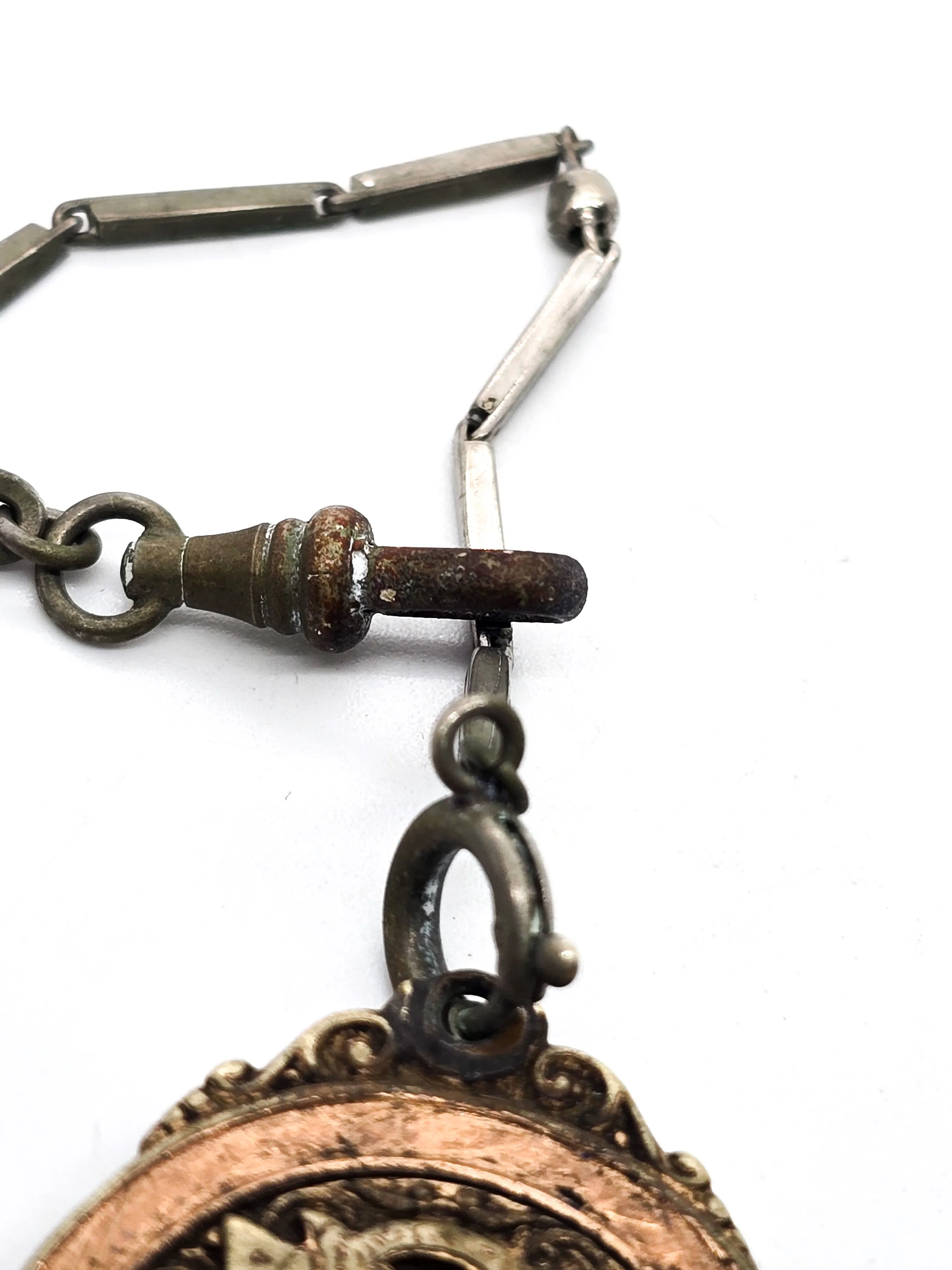 Victorian Fraternity Brotherhood Gold filled enamel antique watch fob medal Damaged