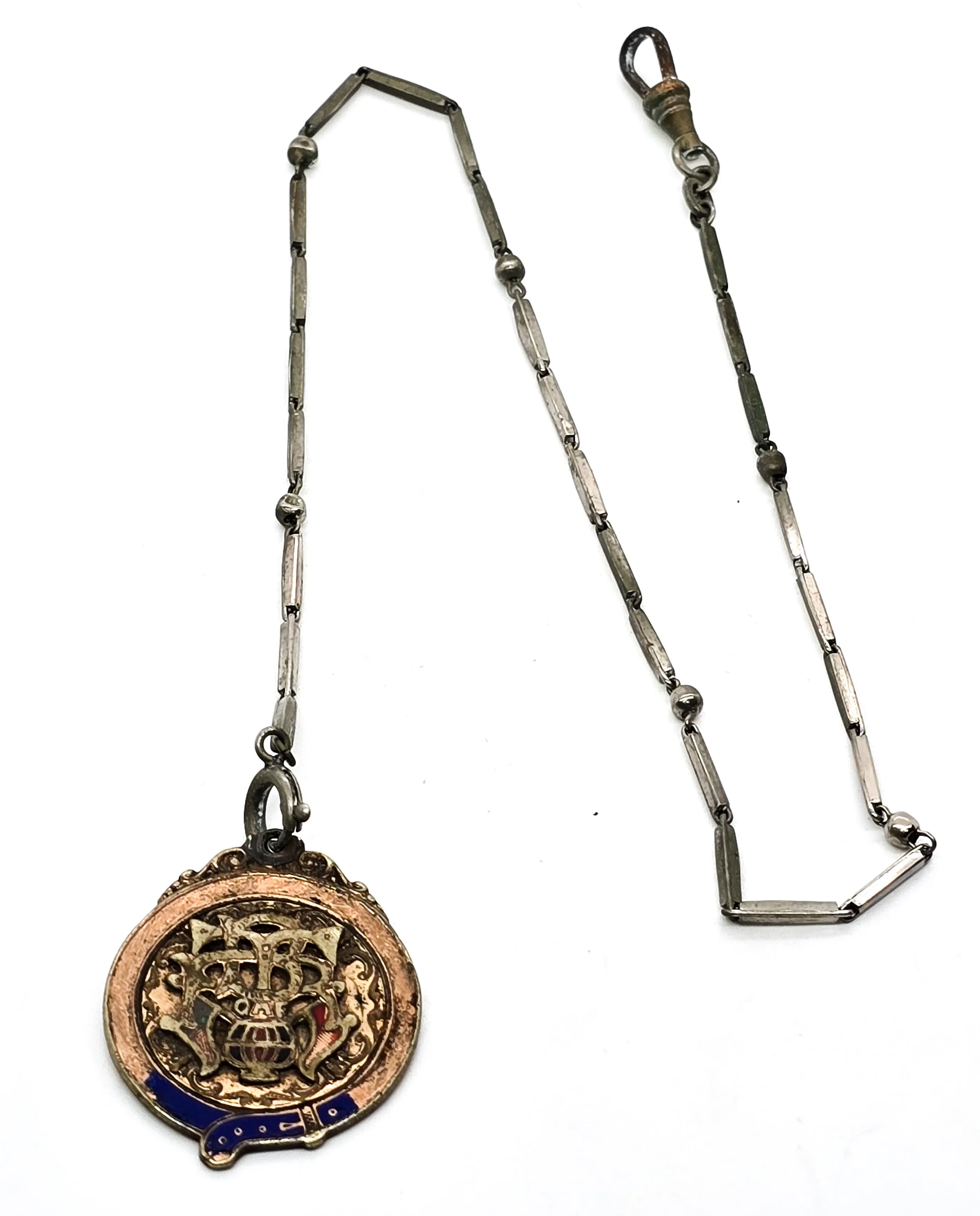 Victorian Fraternity Brotherhood Gold filled enamel antique watch fob medal Damaged