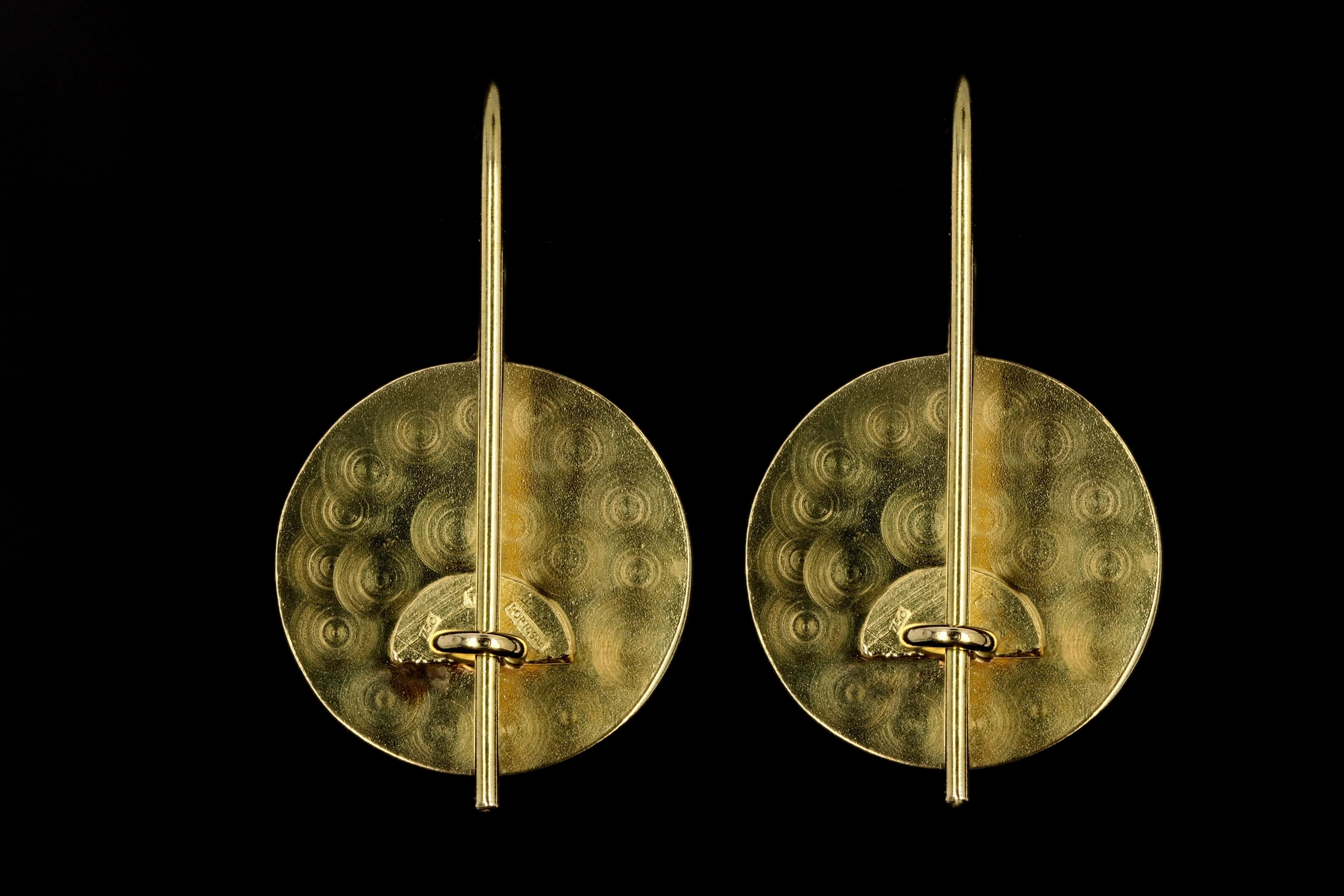 Vintage 18K Yellow Gold and Enamel Drop Earrings