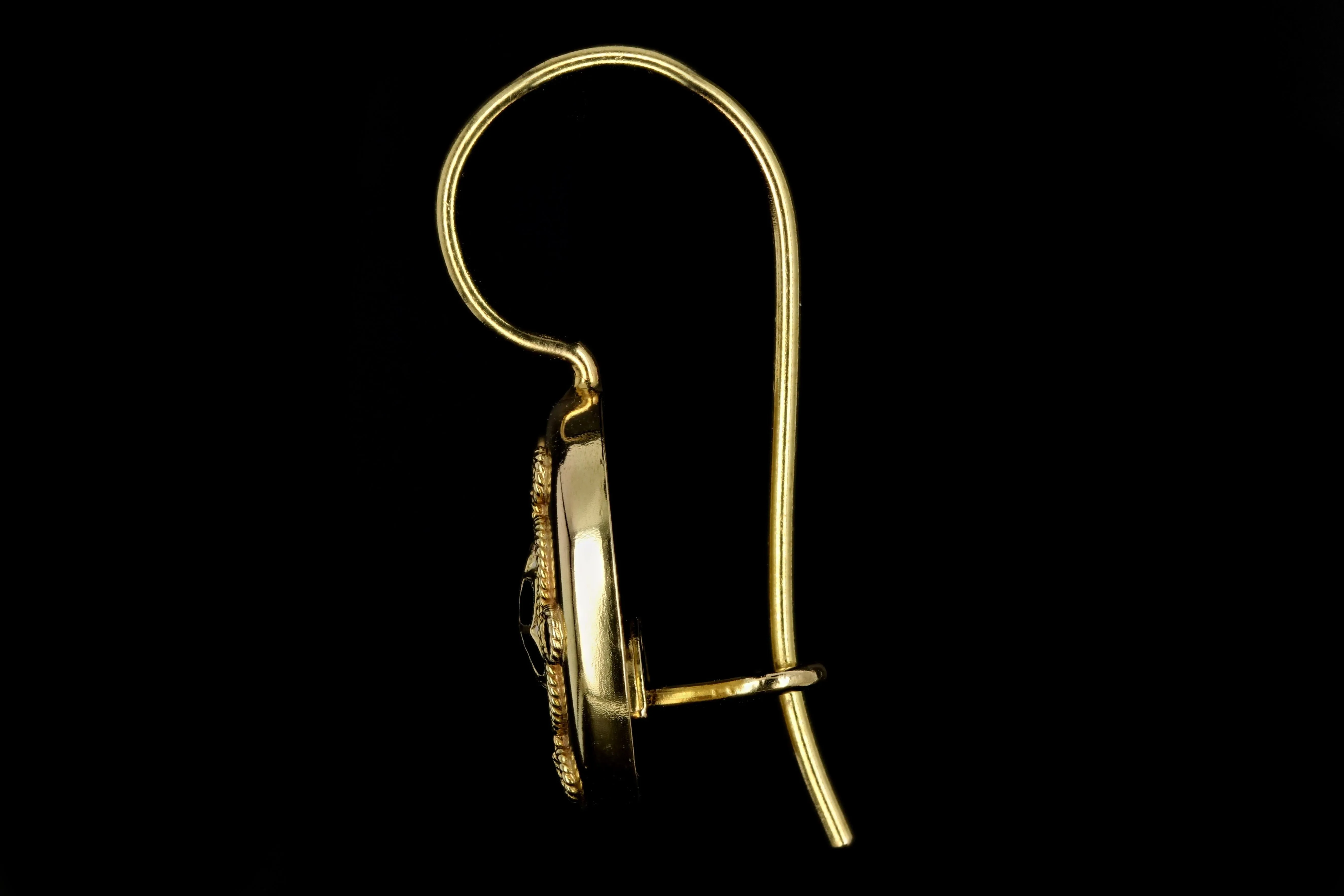 Vintage 18K Yellow Gold and Enamel Drop Earrings