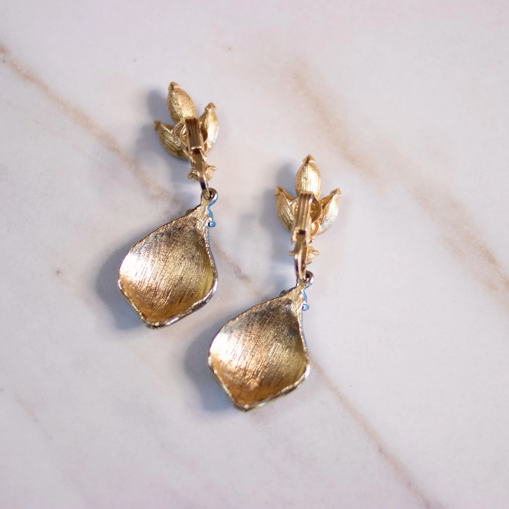 Vintage Blue Rhinestone Statement Earrings
