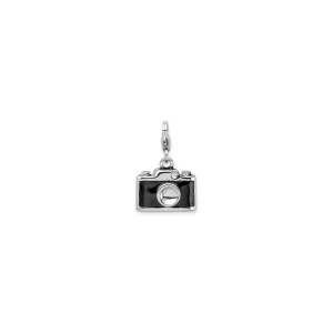 Vintage Camera Enameled Pendant (Silver)