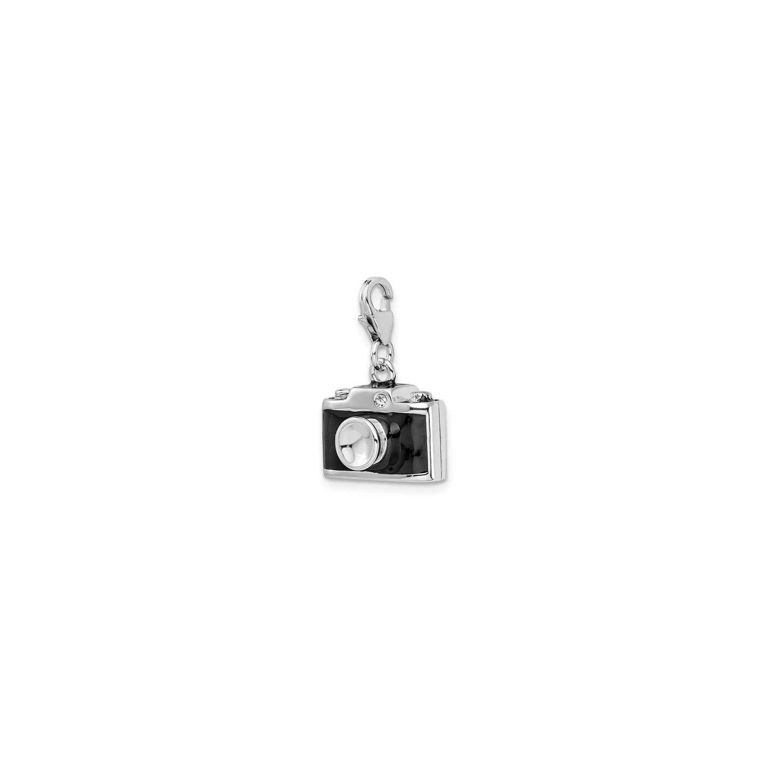 Vintage Camera Enameled Pendant (Silver)