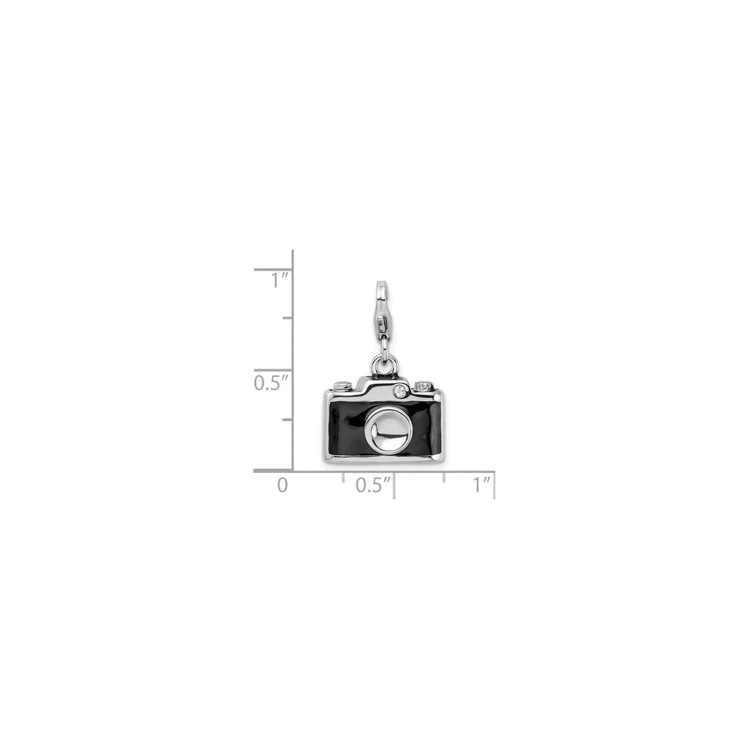 Vintage Camera Enameled Pendant (Silver)