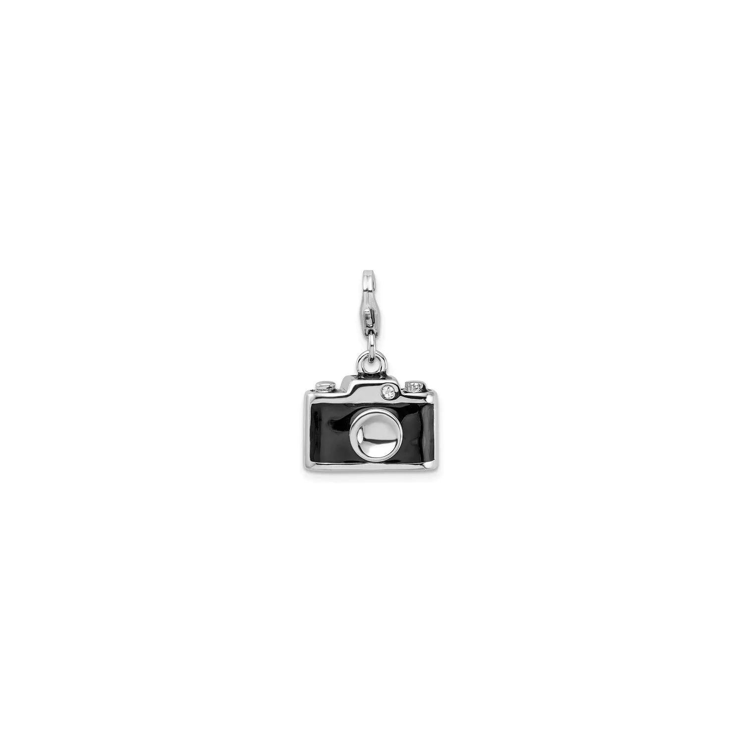 Vintage Camera Enameled Pendant (Silver)