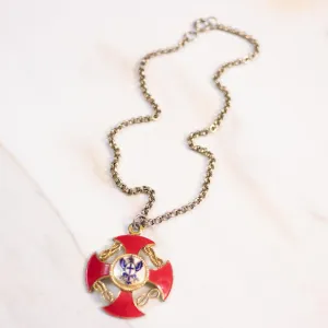 Vintage Coro Red White and Blue Coat of Arms Statement Necklace