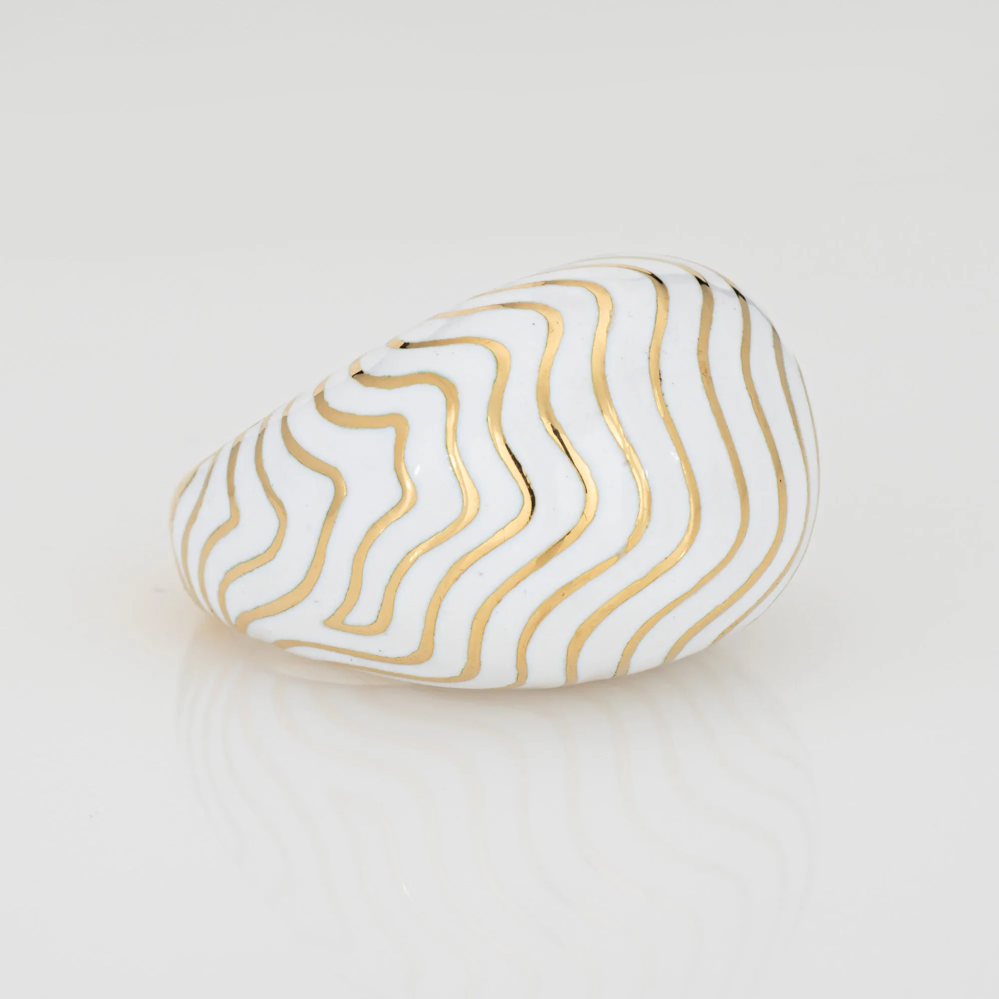 Vintage David Webb Ring White Enamel Bombe Dome Sz 6 Estate Fine Jewelry