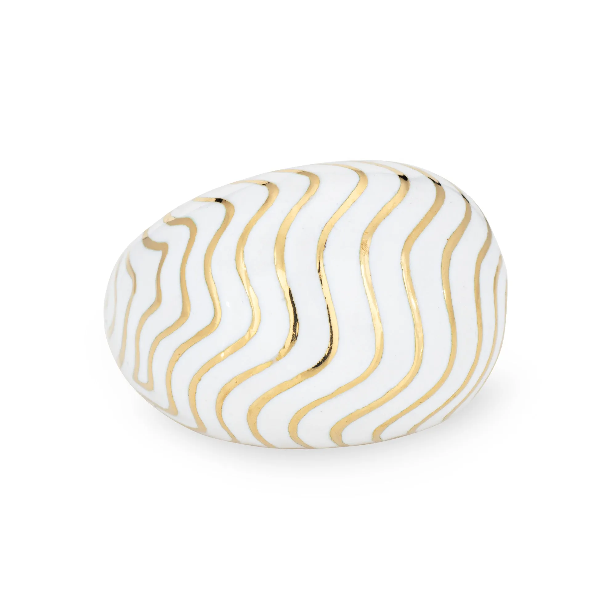Vintage David Webb Ring White Enamel Bombe Dome Sz 6 Estate Fine Jewelry