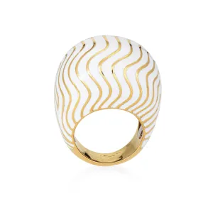 Vintage David Webb Ring White Enamel Bombe Dome Sz 6 Estate Fine Jewelry
