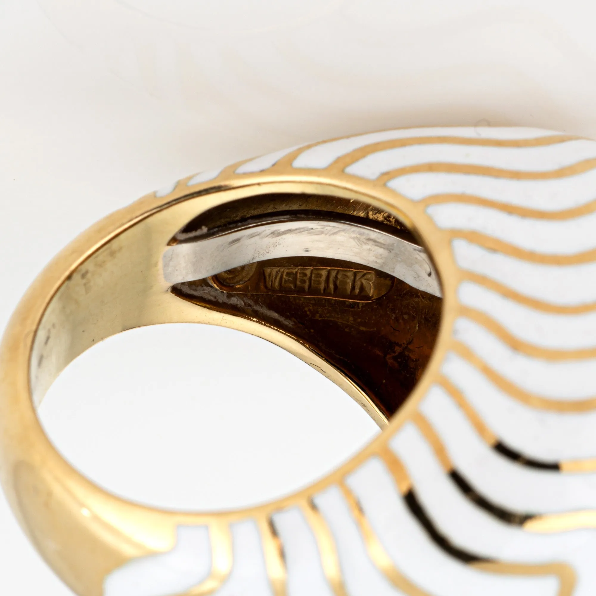 Vintage David Webb Ring White Enamel Bombe Dome Sz 6 Estate Fine Jewelry