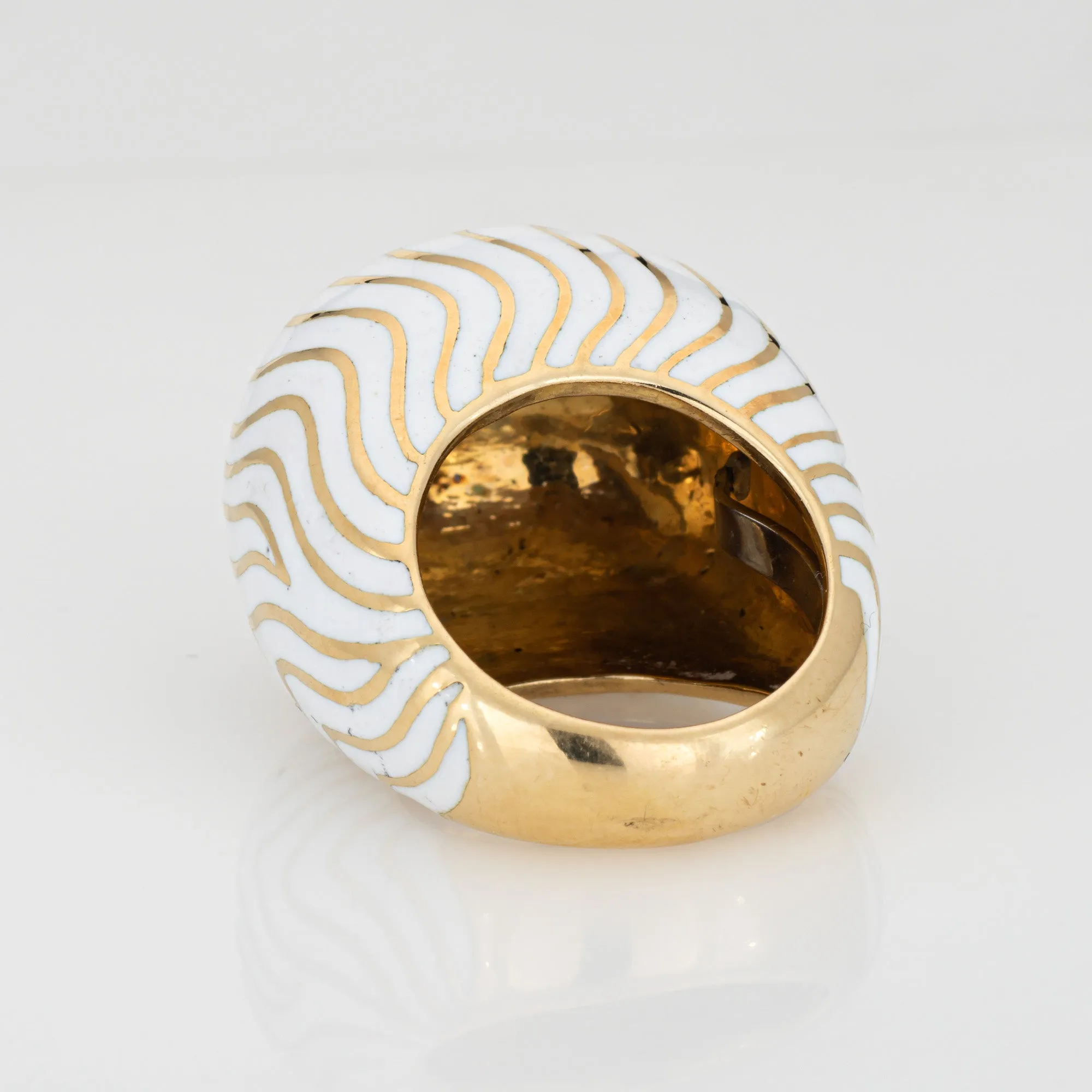Vintage David Webb Ring White Enamel Bombe Dome Sz 6 Estate Fine Jewelry