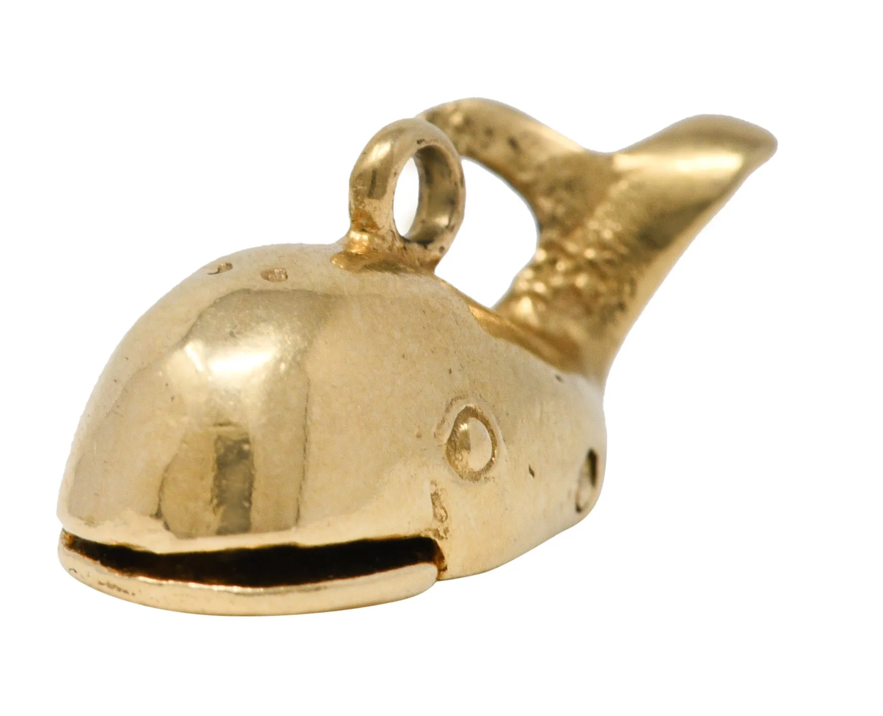 Vintage Enamel 14 Karat Gold Jonah Whale Articulated Charm