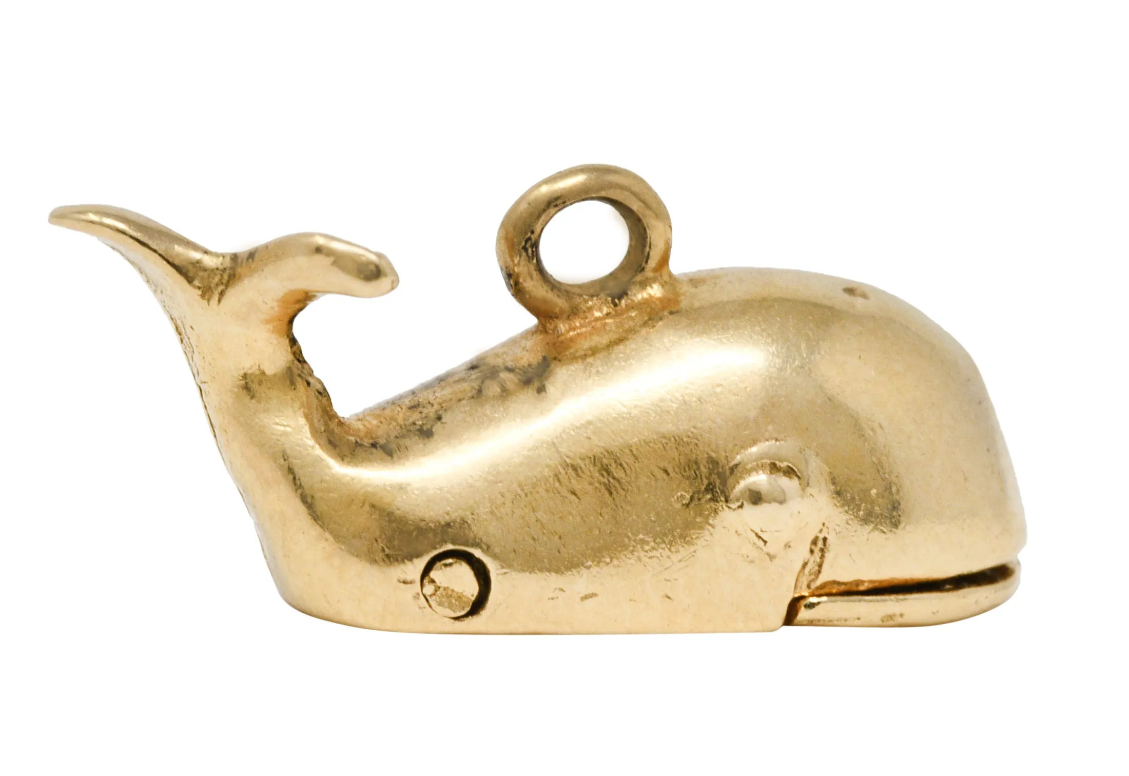 Vintage Enamel 14 Karat Gold Jonah Whale Articulated Charm