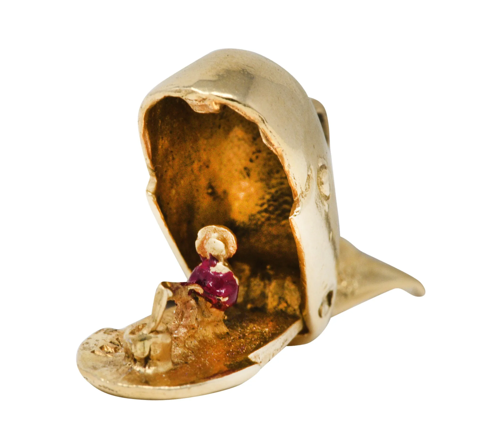 Vintage Enamel 14 Karat Gold Jonah Whale Articulated Charm