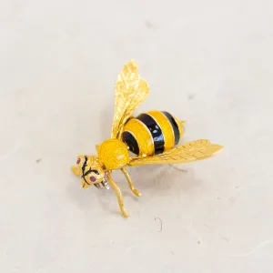 Vintage Enamel Bee Pin, 18k