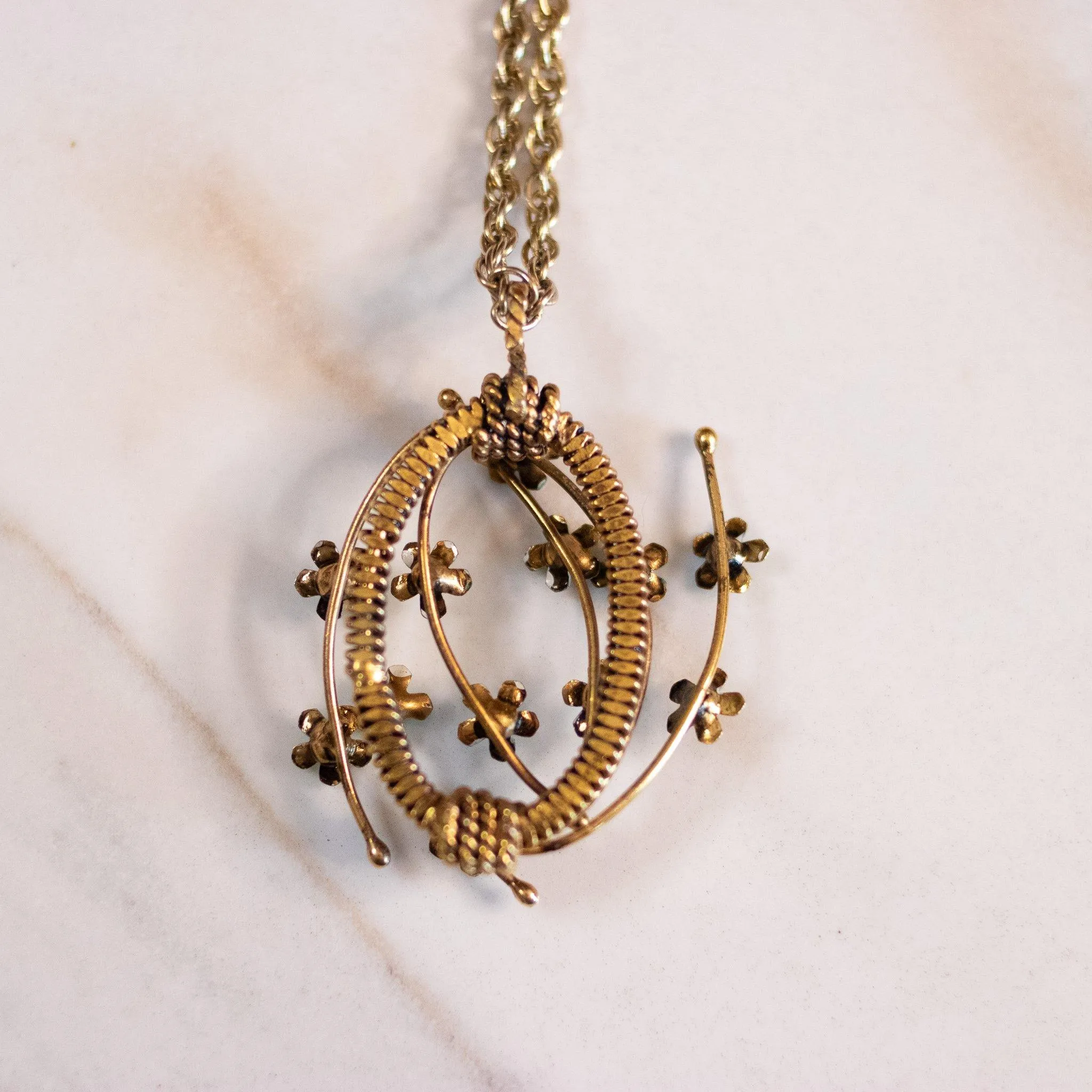 Vintage Green Flower Spray Pendant
