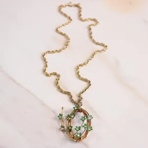 Vintage Green Flower Spray Pendant