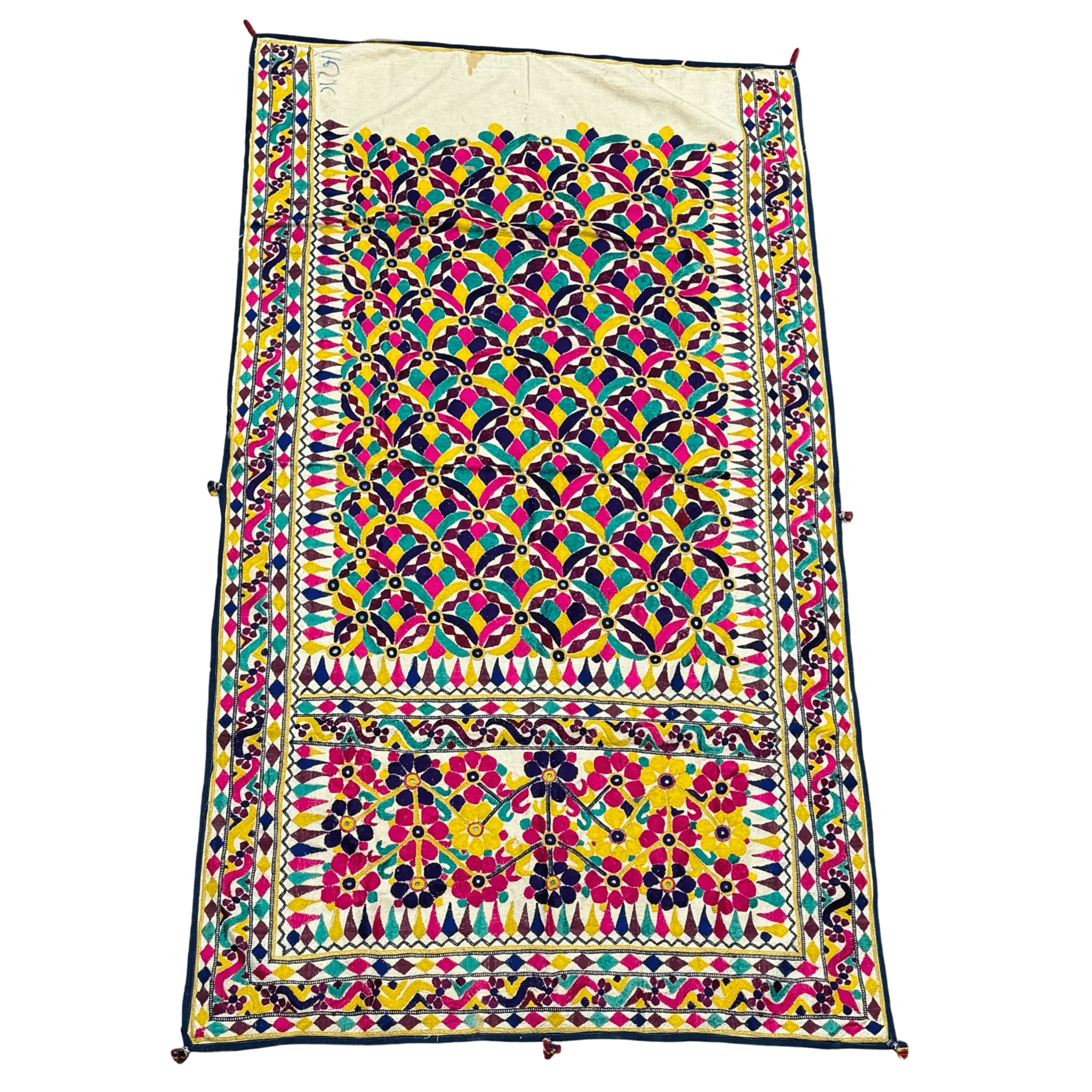Vintage Indian Hand Embroidered Wedding Canopy with Mirror Work (#073022 | 37 x 66")