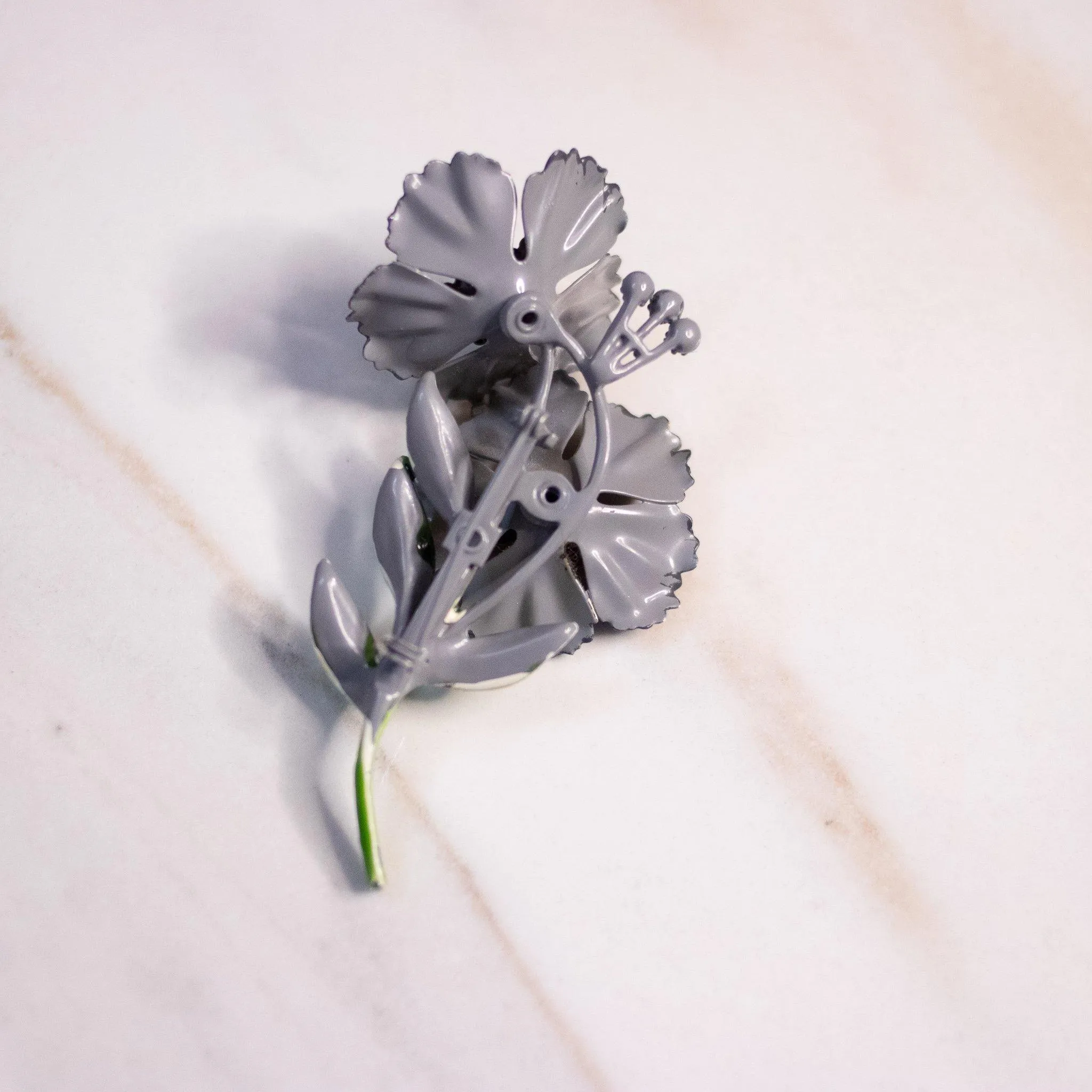 Vintage Mid Century Modern Gray Flower Brooch