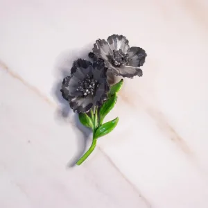 Vintage Mid Century Modern Gray Flower Brooch