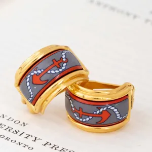 Vintage Nautical Cloisonne Earrings by Hermes
