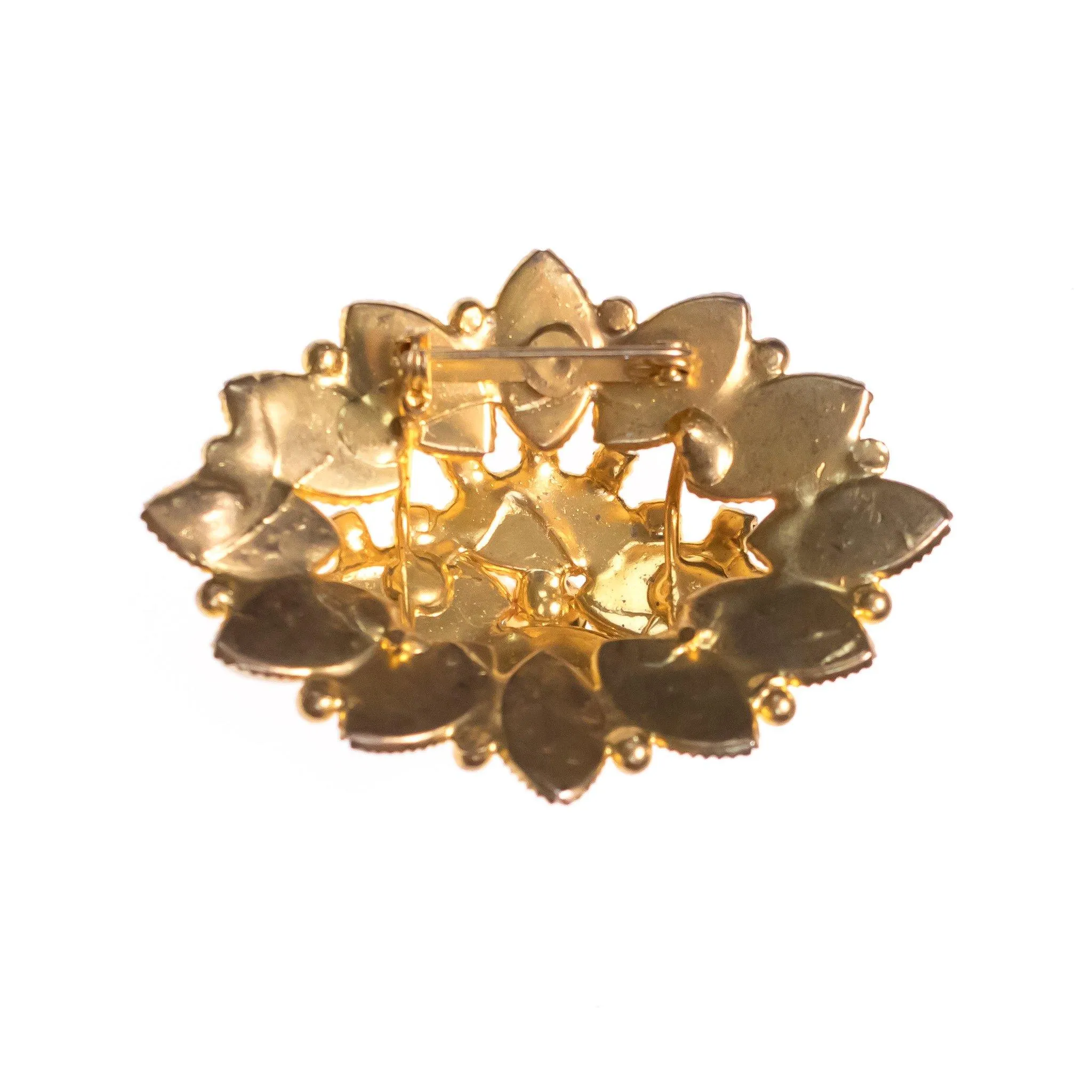 Vintage Pearl Rhinestones and Aurora Borealis Crystal Tiered Brooch
