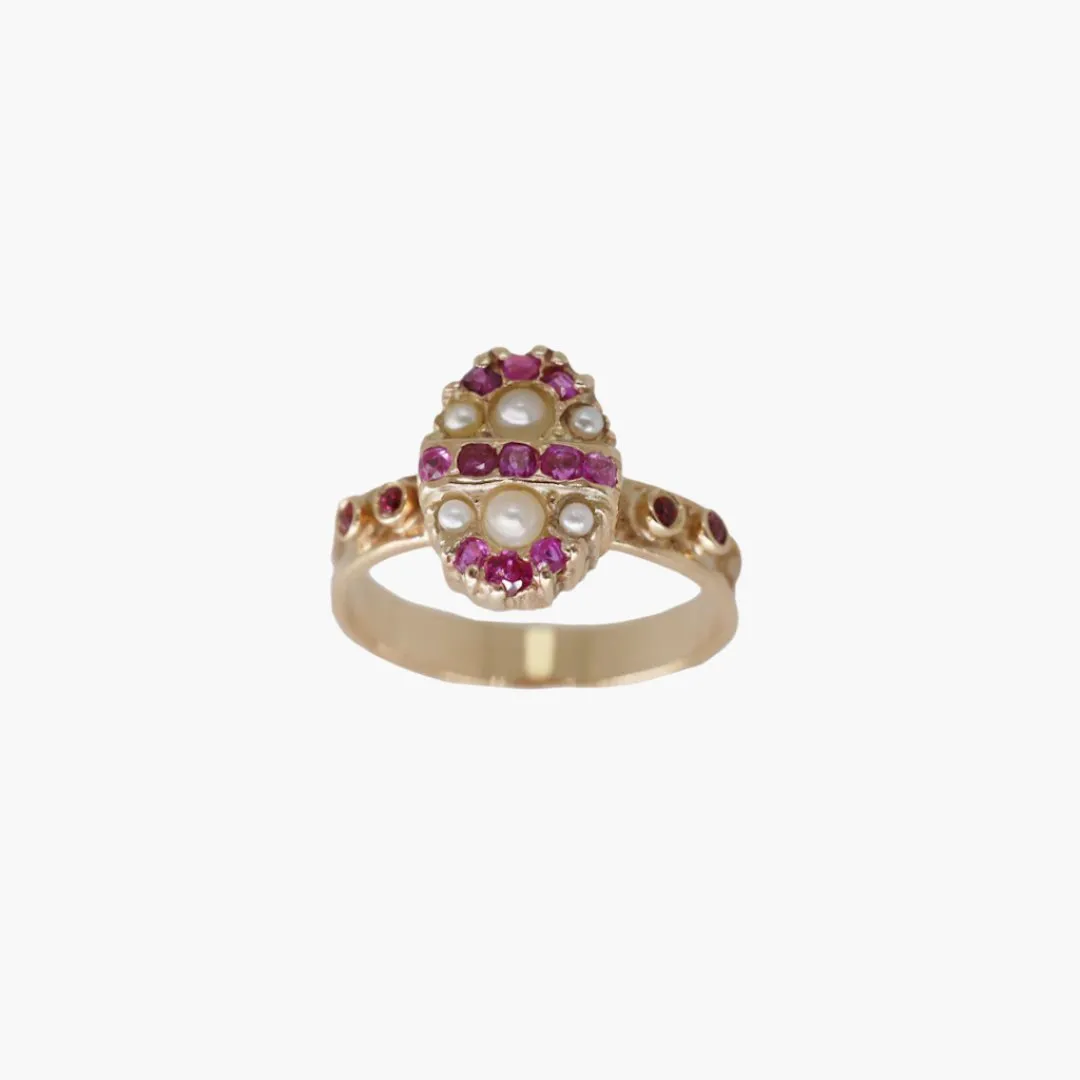 Vintage Ruby and Seed Pearl Ring