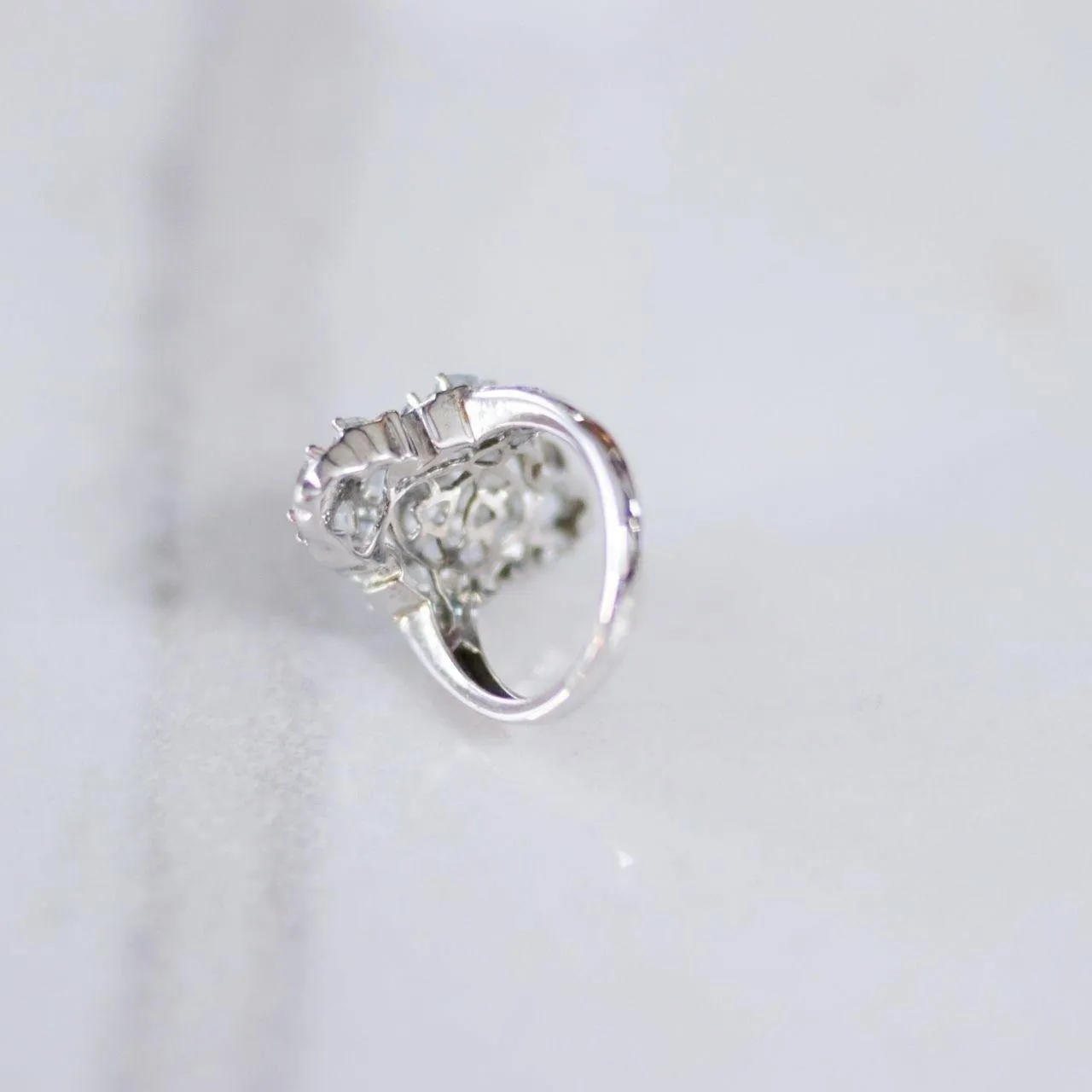 Vintage White Tourmaline Trillion Cut Statement Ring