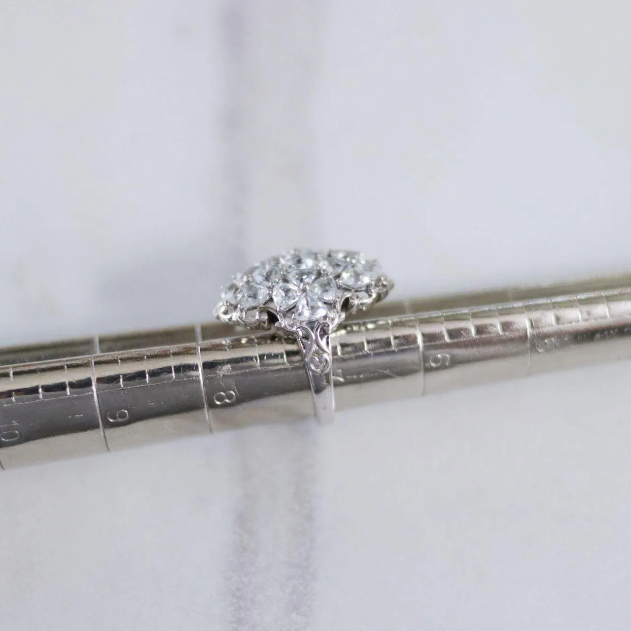 Vintage White Tourmaline Trillion Cut Statement Ring