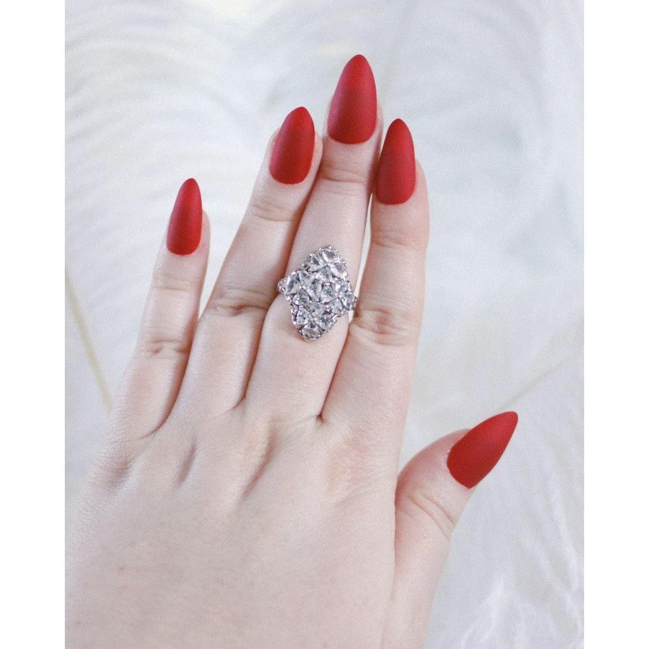 Vintage White Tourmaline Trillion Cut Statement Ring