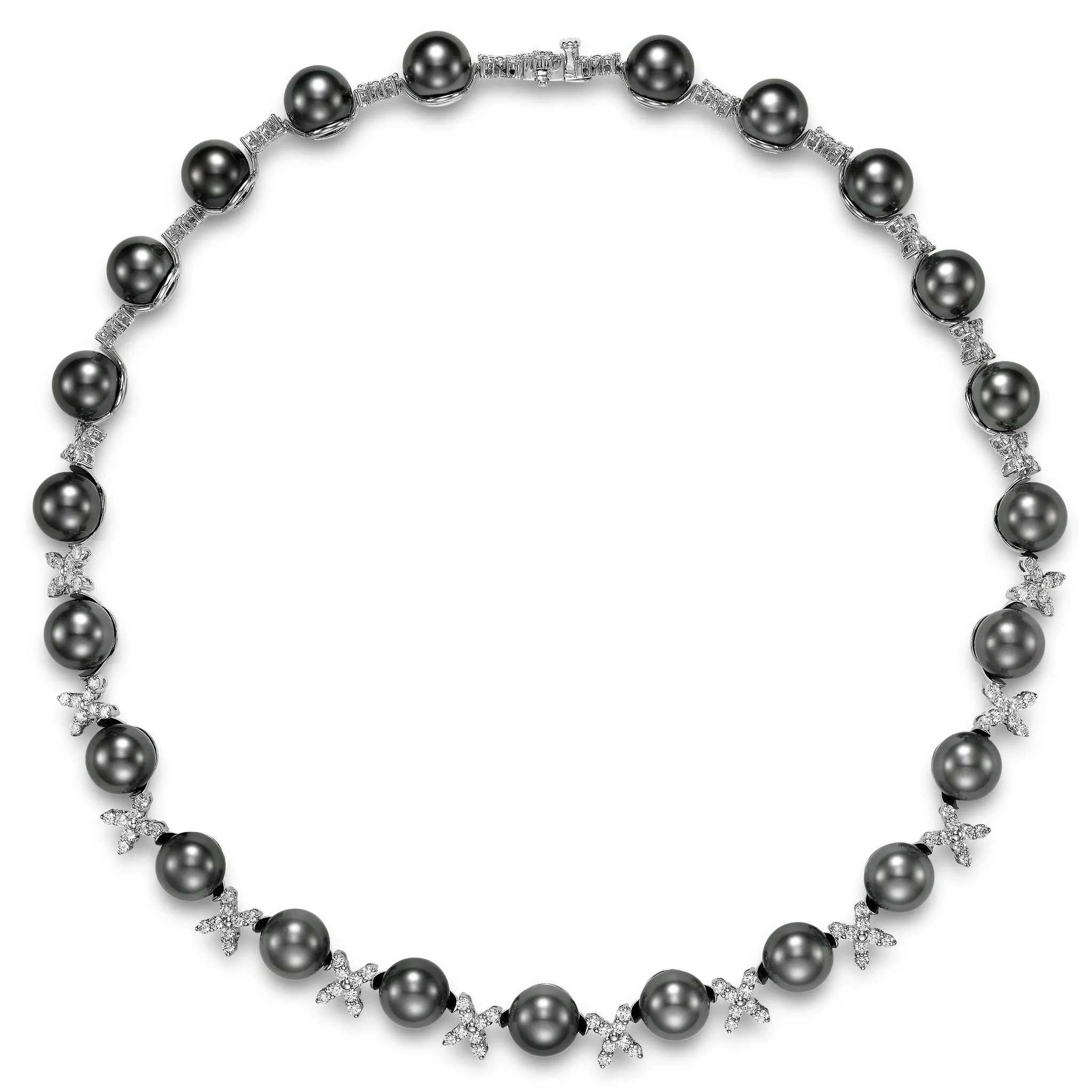 White Gold Diamond & Tahitian Pearl Necklace