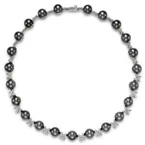 White Gold Diamond & Tahitian Pearl Necklace
