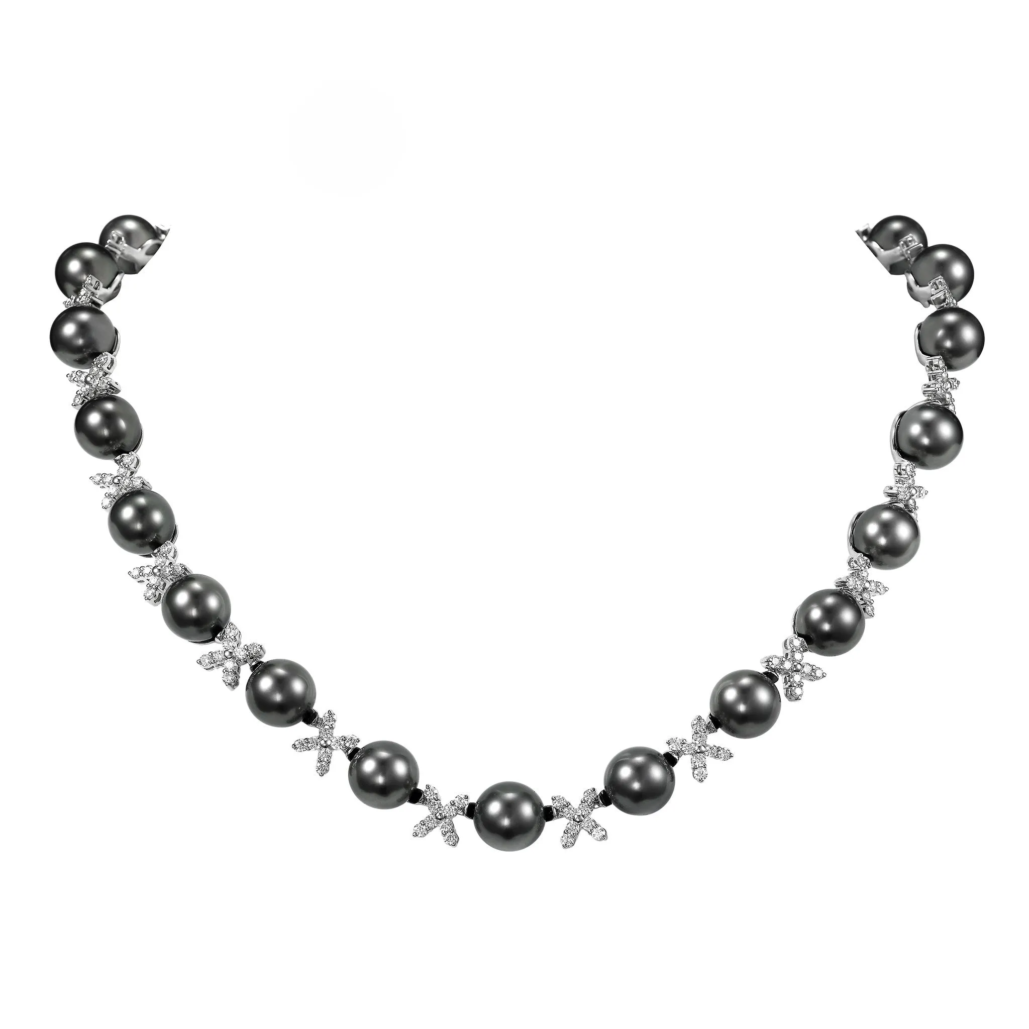White Gold Diamond & Tahitian Pearl Necklace