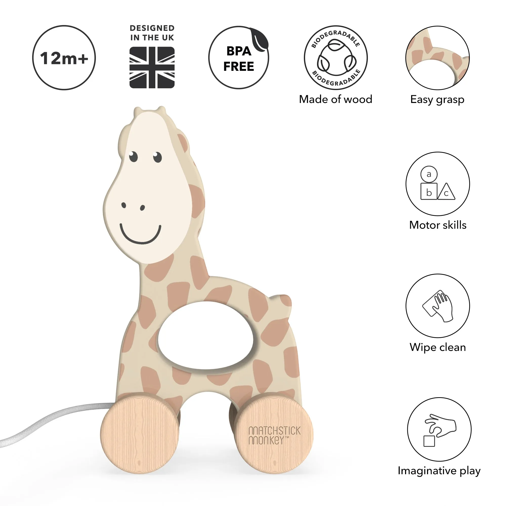 Wooden Pull Along Toy Giraffe